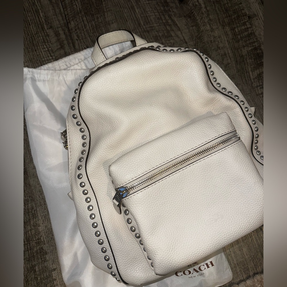 Coach Cream Leather studded backpack (with all original packaging) - Picture 3 of 11